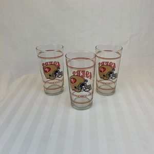 Vintage 80's Set of 3 San Francisco 49er Glasses